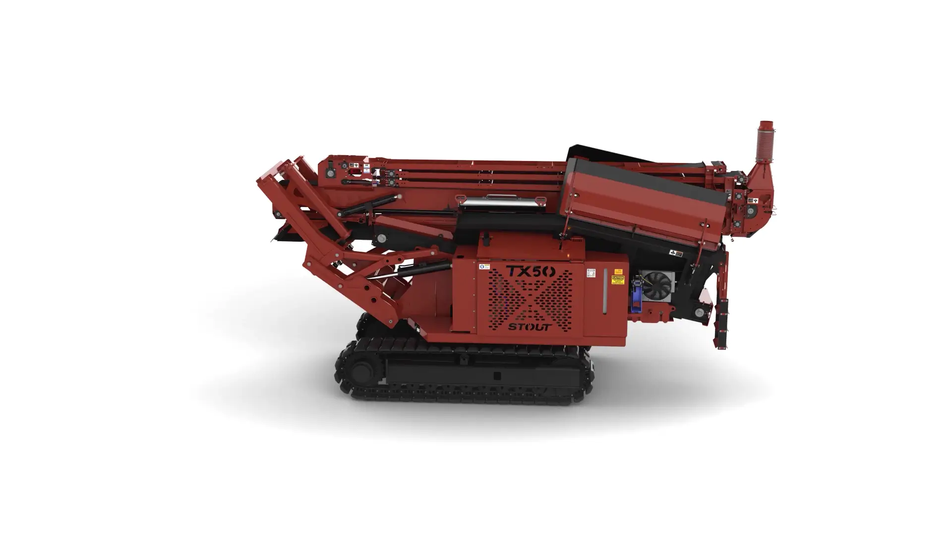 tx-50 track conveyor - left side view